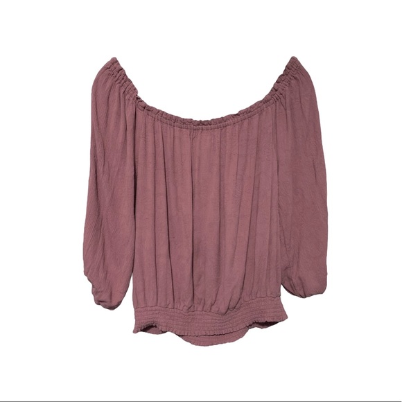 Aeropostale Mauve Ruched Cold Shoulder Blouse Top XL - Picture 3 of 6